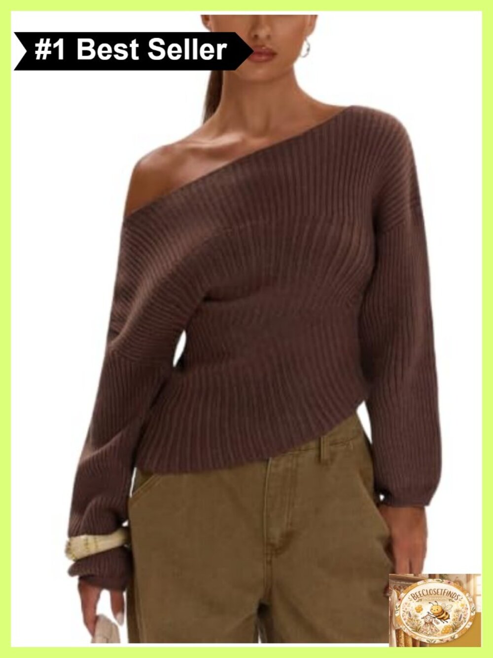 Off Shoulder Asymmetrical Knit Pullover Sweater Long Sleeve Fall Top